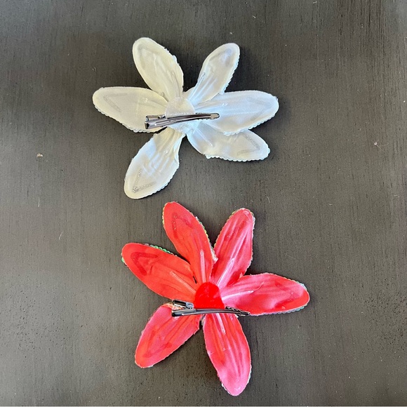 Bright Orange Aurora Sequin Silk Tiger Lily Floral Flower 5" Alligator Hair Clip - Picture 3 of 5